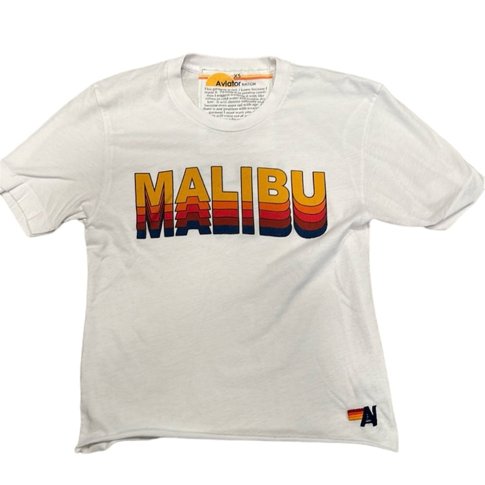 Aviator Nation MALIBU chili cook-off crop t-shirt XS